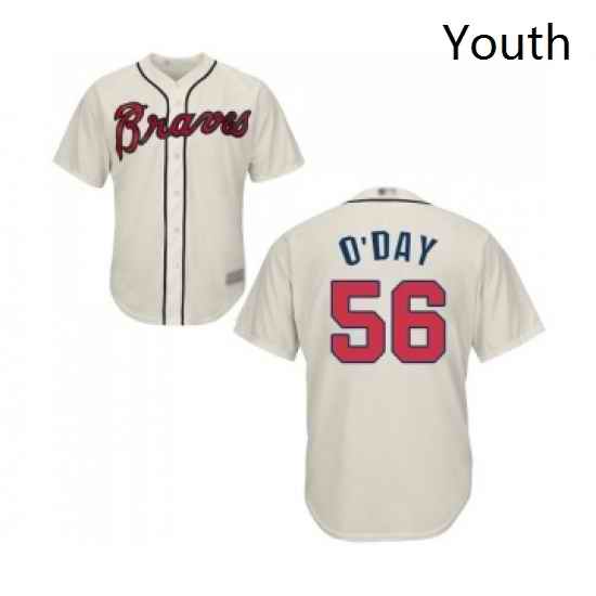 Youth Atlanta Braves 56 Darren O Day Replica Cream Alternate 2 Cool Base Baseball Jersey